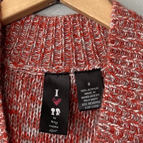 Y2K Sweater Size Small Marled Orange Cable Knit Boho Pocket Academia Bella Swan - Picture 5 of 9